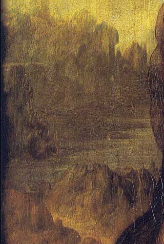 Portrait of Lisa del Giocondo (Mona Lisa), detail 4  background 1503-1506