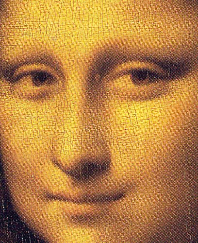 Portrait of Lisa del Giocondo (Mona Lisa), detail 1 face and eyes 1503-1506