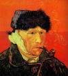 Vincent Van Gogh  Self-Portrait with Bandaged Ear and Pipe kula keik portre resmi kulan kesen ressam